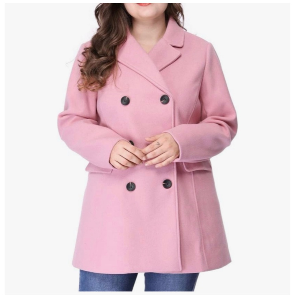 Women's Pink Double-Breasted Coat